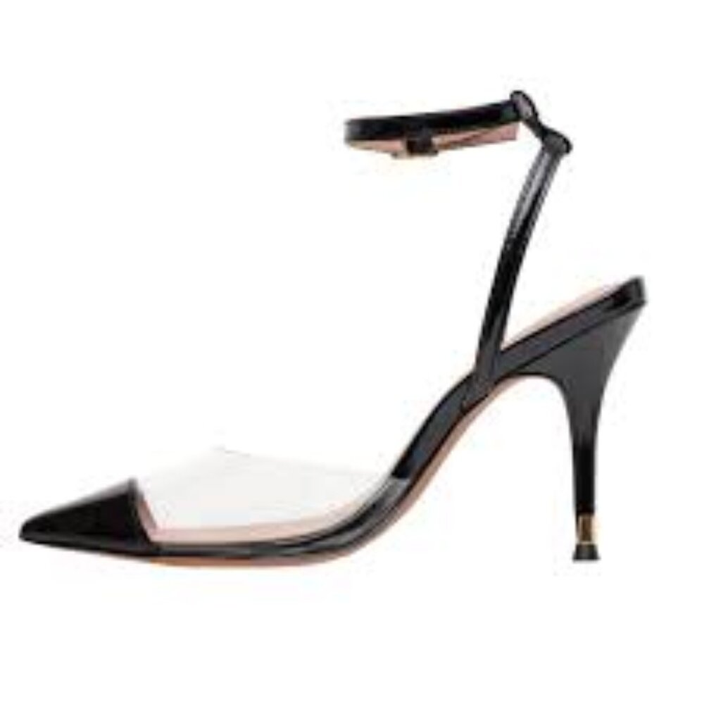 Linea Paolo Yuki Pointed Toe Pump 10M, CLEAR/ BLACK